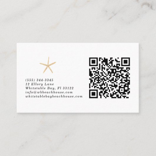 QR Code Seashells Beach House Hütte B&B Visitenkarte (Vorderseite)