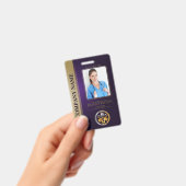 QR Code Security ID Lila & Gold Employee Foto Ausweis (Handheld)