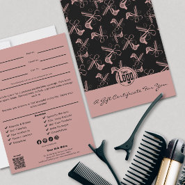 QR Code Service Note Rosa Stylist Geschenkgutschei