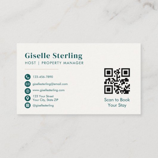 QR Code Short Term Rental Property Manager Visitenkarte (Rückseite)