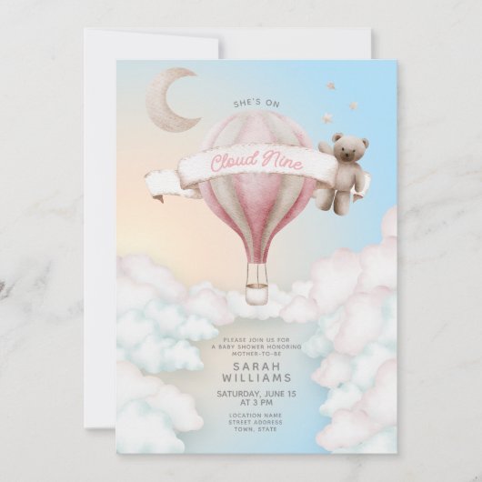 QR Code Sie ist auf Cloud Nine Dreamy Baby Shower Einladung (Vorderseite)