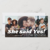 QR Code Sie sagte ja! Hochzeit Verlobung 4 Foto Save The Date (Vorderseite)