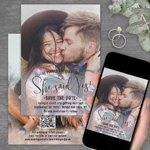 QR Code Sie sagte Ja! Hochzeitsantrag 2 Foto Save The Date