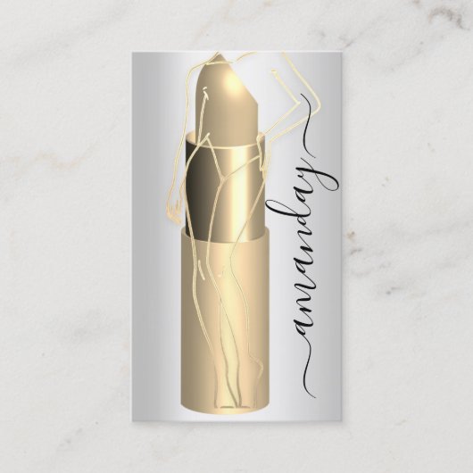 QR-Code-Silber für berufliches Makeup-Body-Lipstic Visitenkarte (Vorderseite)