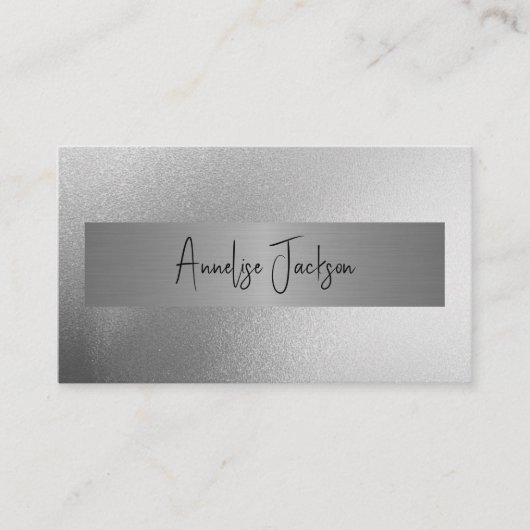 QR CODE silber Glitzer moderner Schönheitssalon Visitenkarte (Vorderseite)