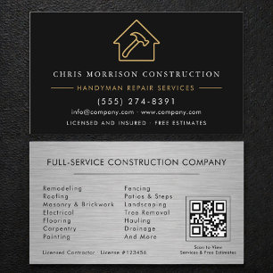 QR-Code Silber-Metallisches Handwerker-Bauwesen Visitenkarte