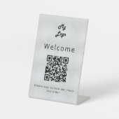QR-Code Silber Restaurant Diner Bar menu Sockelschild (Vorderseite)
