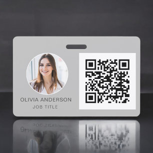 QR-Code Silbergraue Foto Visitenkarte Ausweis