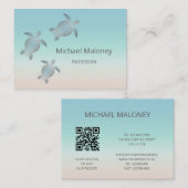 QR-Code | Silbermeerschildkröte Türkisküste Visitenkarte (Vorne/Hinten)