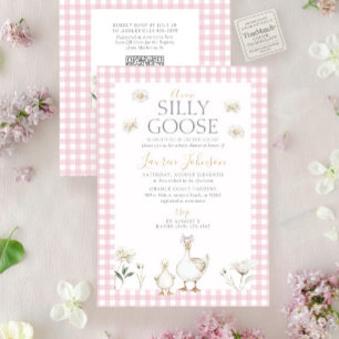 QR-Code Silly Goose Whimsicaler Rosa Schleife Baby Einladung