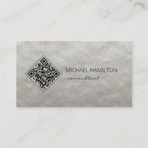 QR Code Silver Foil Modern Profile Business Card Visitenkarte