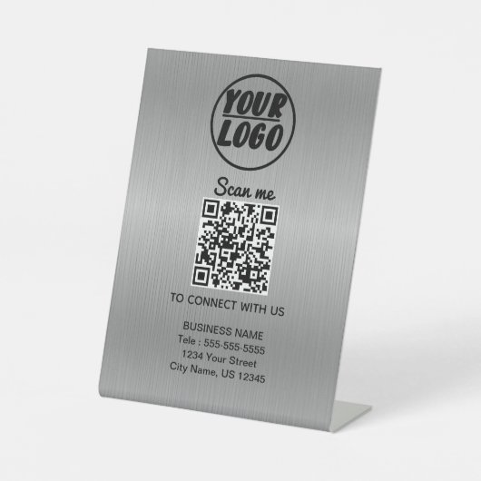 QR-Code-Silver für Berufliches Firmenlogo Sockelschild (Vorderseite)