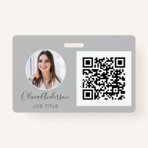 QR Code Silver Gray Foto Business Card Ausweis