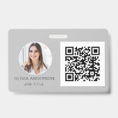 QR Code Silver Gray Foto Business Card Ausweis (Vorderseite)