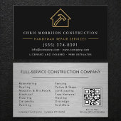 QR Code Silver Metallic Handyman Construction Visitenkarte