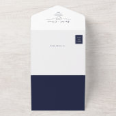 QR Code Silver Navy Blue Wedding All In One Einladung (Außenbereich)