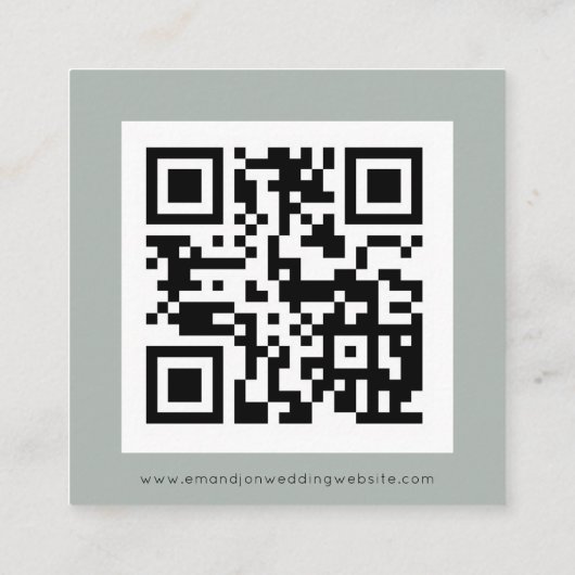QR Code Silver Sage Green Wedding RSVP Enclosure Begleitkarte (Rückseite)