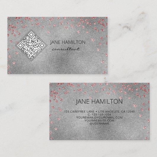 QR-Code-Silver Visitenkarte (Vorne/Hinten)