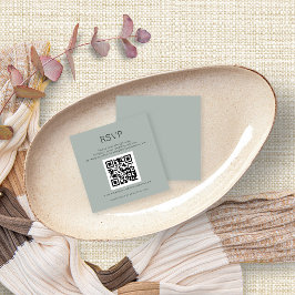 QR Code Silvery Sage Green Wedding RSVP Enclosure Begleitkarte