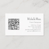 QR-Code Simple Daisy Floral Designer Grau Visitenkarte (Rückseite)