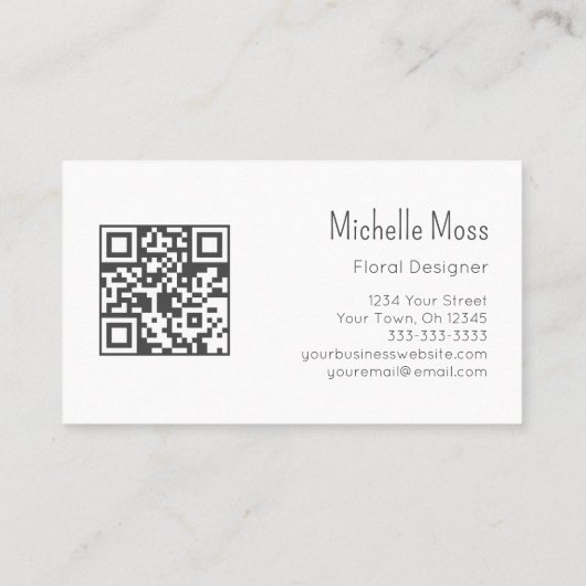 QR-Code Simple Daisy Floral Designer Grau Visitenkarte (Rückseite)