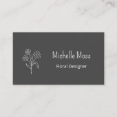 QR-Code Simple Daisy Floral Designer Grau Visitenkarte (Vorderseite)