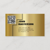 QR Code Simple Gold & Black Real Estate Agent Visitenkarte (Rückseite)