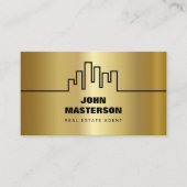 QR Code Simple Gold & Black Real Estate Agent Visitenkarte (Vorderseite)