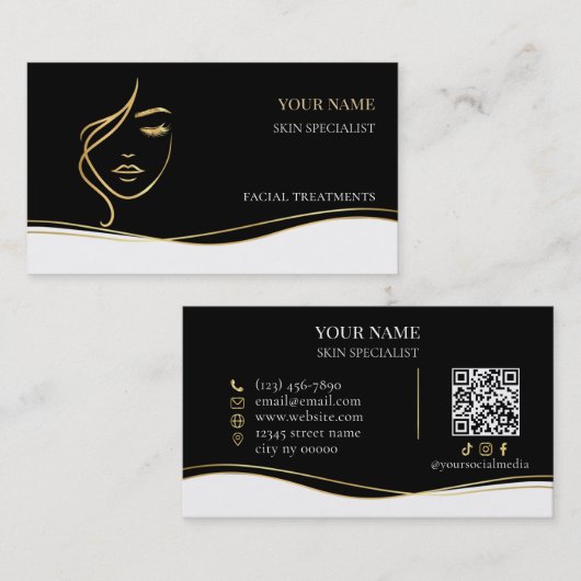 QR code Skin care & Beauty Salon Visitenkarte (Vorne/Hinten)