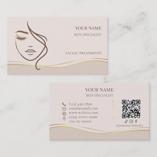 QR code Skin care & Beauty Salon Visitenkarte (Vorne/Hinten)