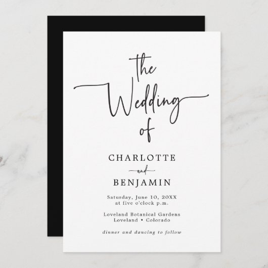 QR Code Skript Hochzeitseinladung Einladung (Vorne/Hinten)