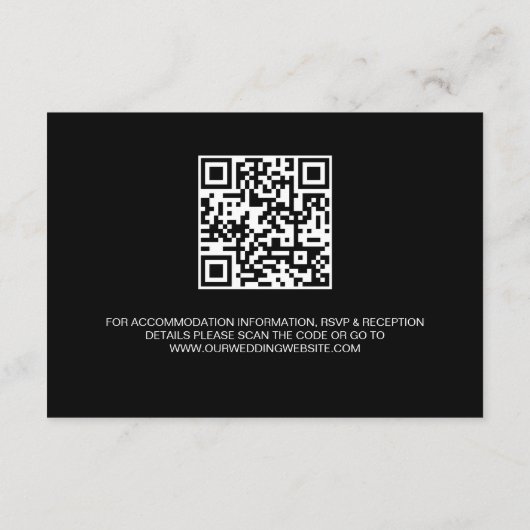 Qr-Code-Skript-Hochzeitswebsite Schwarz-weiße Begleitkarte (Rückseite)