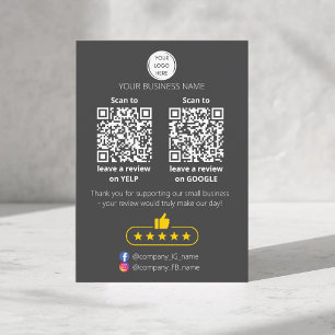 QR-Code Small Business Bewertung GOOGLE und YELP Visitenkarte