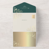 QR-Code Smaragd-Gold-Blumenhochzeit All In One Einladung (Außenbereich)
