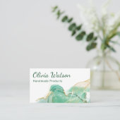 Qr-Code Smaragdgrün und Gold Moderne Wasserfarbe Visitenkarte (Stehend Vorderseite)