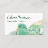 Qr-Code Smaragdgrün und Gold Moderne Wasserfarbe Visitenkarte (Vorderseite)