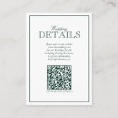 QR-Code Smaragdgrüne Monogramm Hochzeitdetails Begleitkarte (Rückseite)