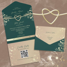 QR Code Smarald Green Gold Wedding