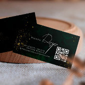 Qr Code Smarald Green Magic Gold Wedding RVSP Begleitkarte