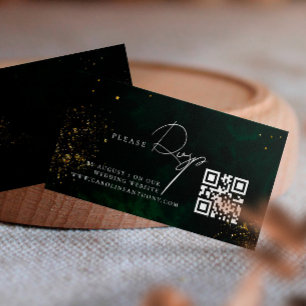 Qr Code Smarald Green Magic Gold Wedding RVSP Begleitkarte