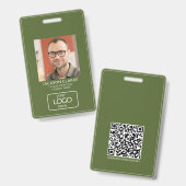 QR Code Smart Contact: Olive Green Business ID Ausweis (Vorder- & Rückseite)