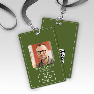 QR-Code Smart Contact • Olivgrüne Geschäftskennung Ausweis