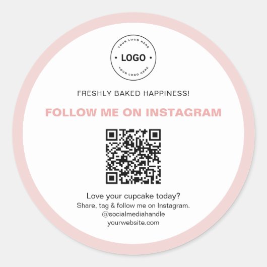 QR-Code Social Media Bäckerei Geschäft Logo Runder Aufkleber (Vorderseite)