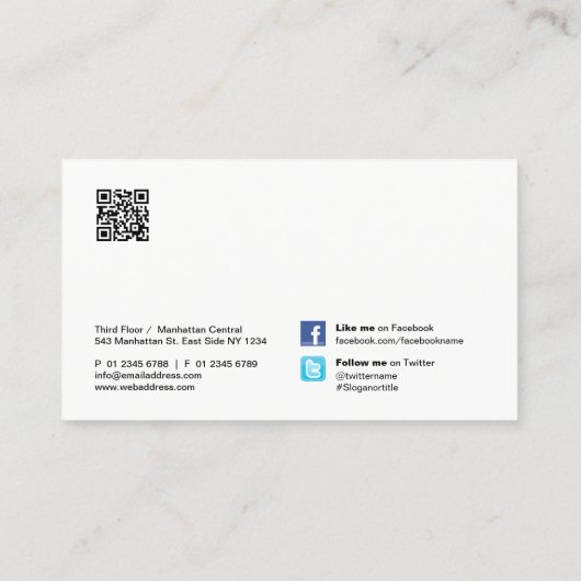 QR Code Social Media Blue Wind Visitenkarte (Rückseite)