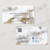 QR Code Social Media Design Gold-Marmor Visitenkarte (Vorne/Hinten)