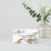 QR Code Social Media Design Gold-Marmor Visitenkarte (Stehend Vorderseite)