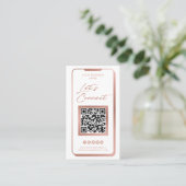 QR Code Social Media Feminine Moderne Rose Gold Bu Visitenkarte (Stehend Vorderseite)
