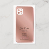 QR Code Social Media Feminine Moderne Rose Gold Bu Visitenkarte (Rückseite)