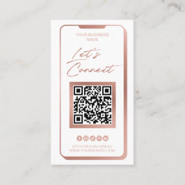 QR Code Social Media Feminine Moderne Rose Gold Bu Visitenkarte