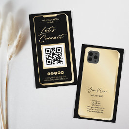 QR Code Social Media Feminine Modernes Gold Busine Visitenkarte